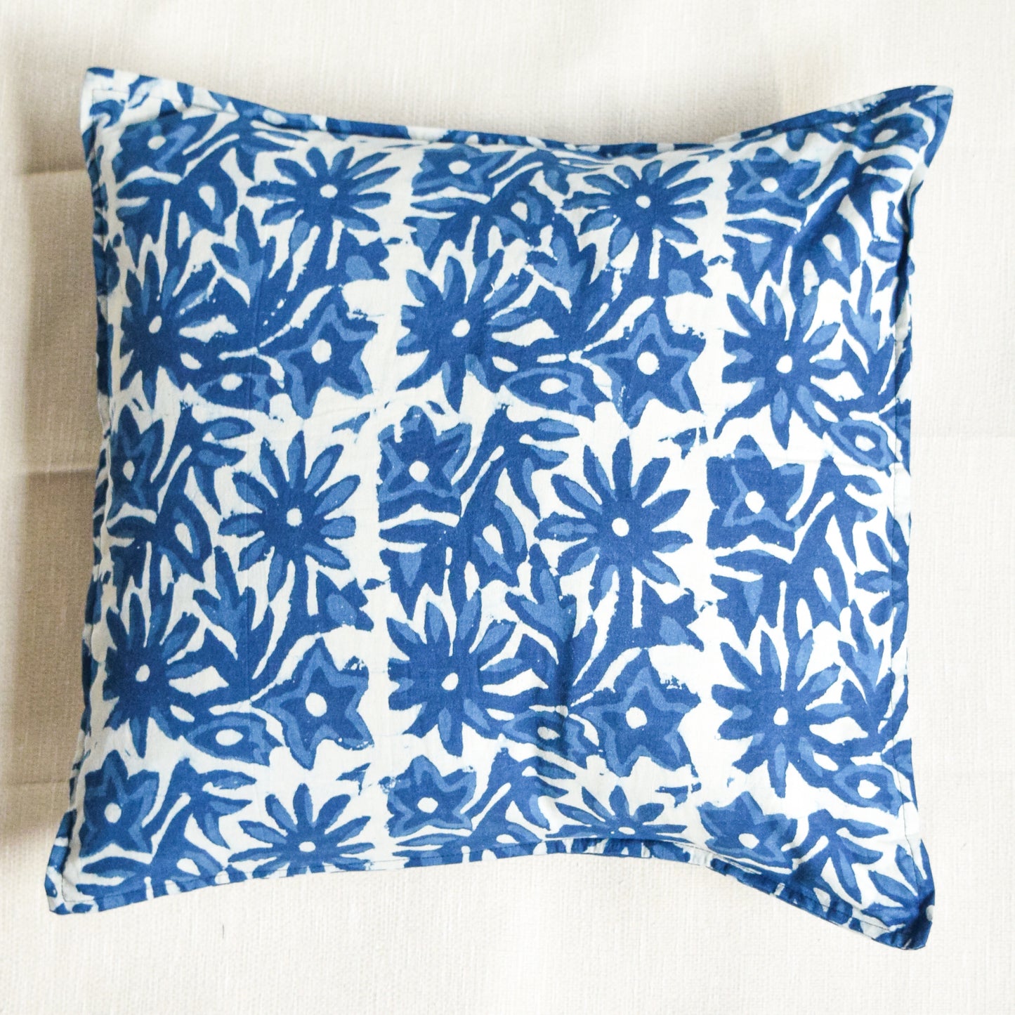 Indigo Floral Throw Pillow Cover