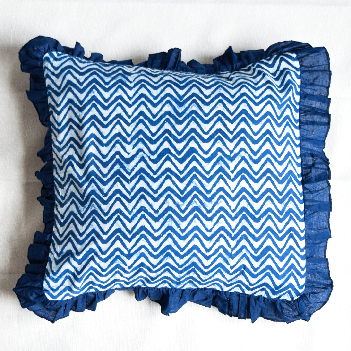 Indigo Stripes Ruffle Throw Pillow Covers