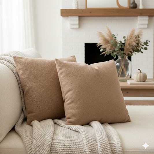 Fall Decor Made Simple: Cozy Up with Bouclé Throw Pillows 🍂