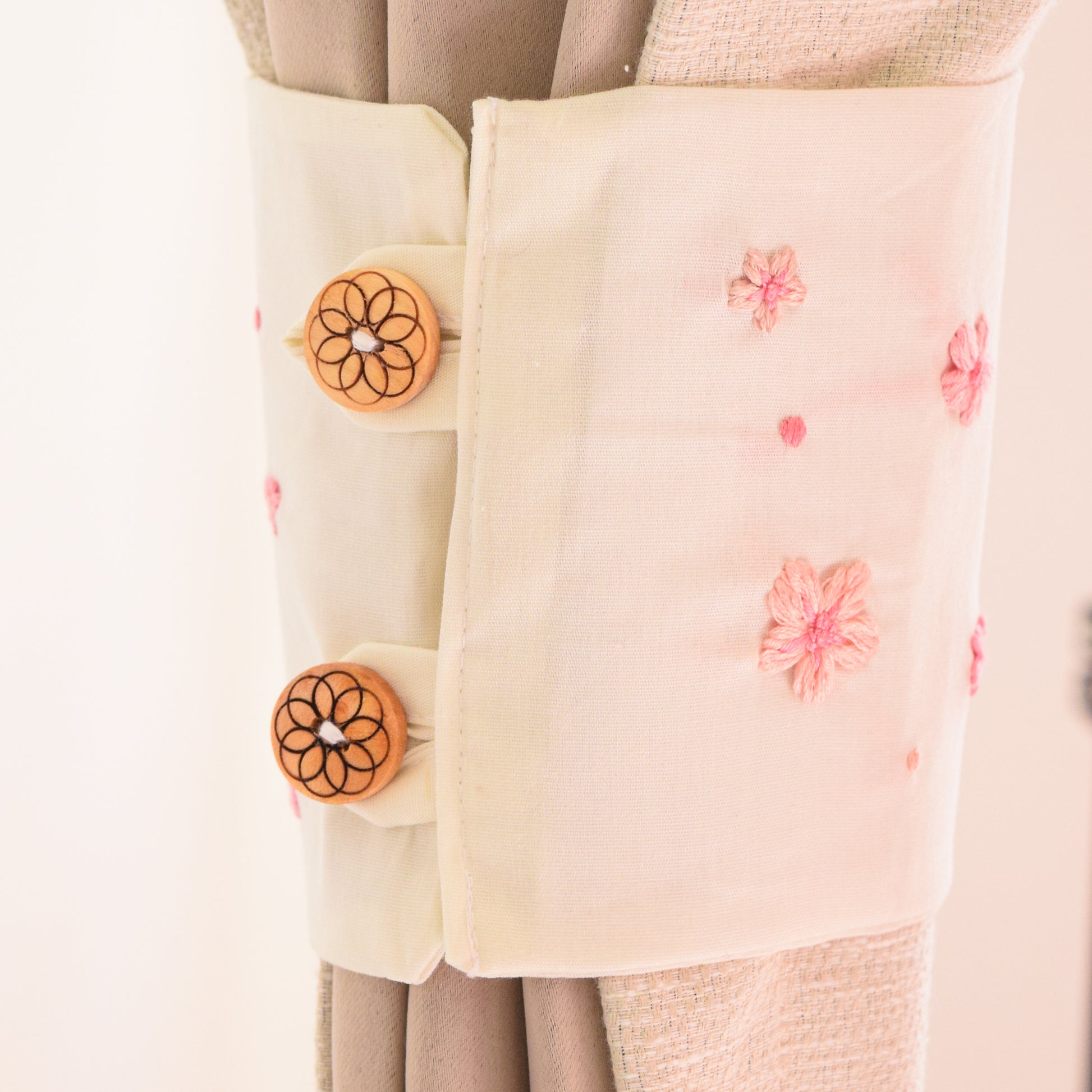 Cherry Blossom Kiss Hand Embroidered Curtain Ties 2