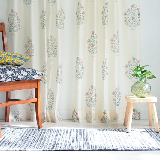 Oleander Floral Silk Curtains