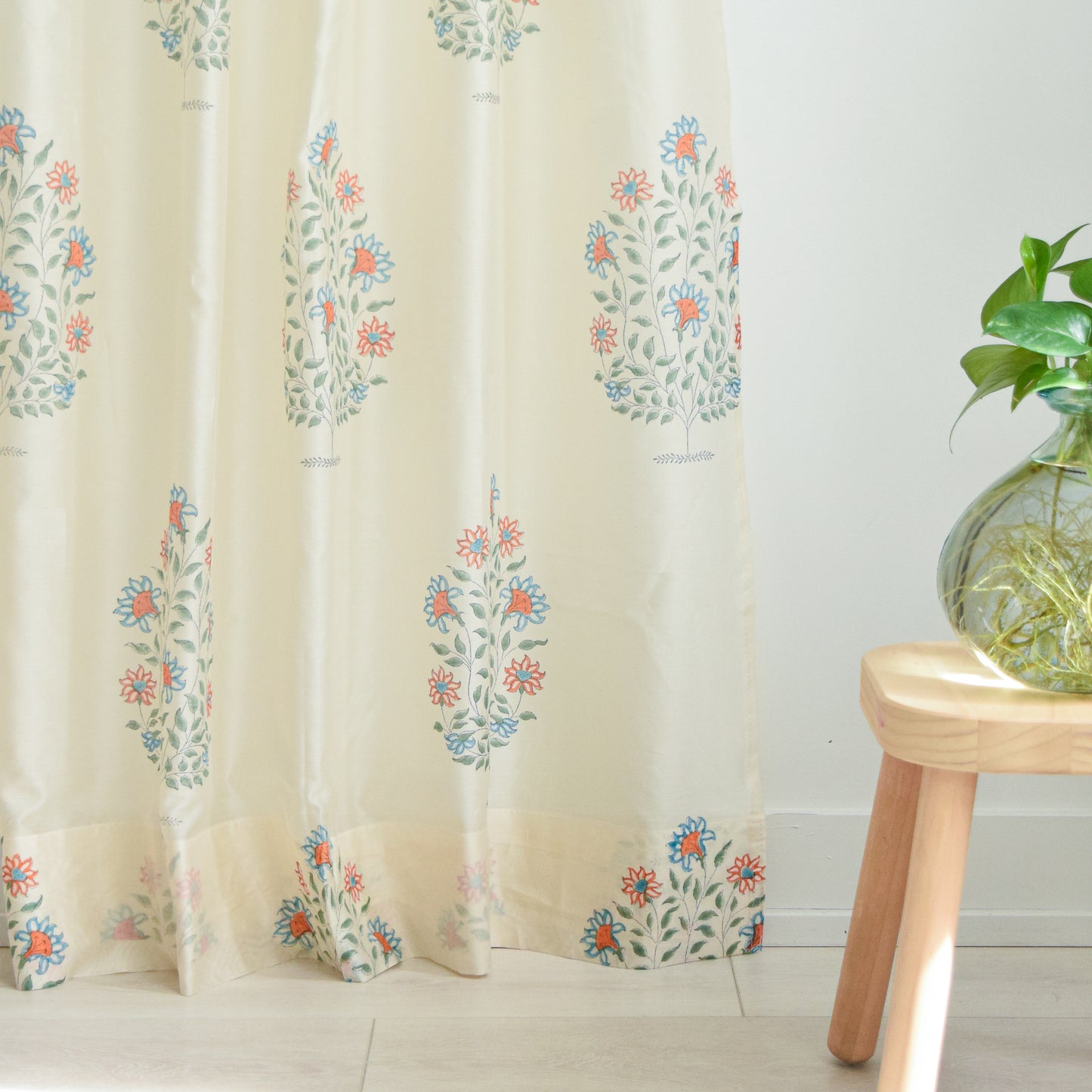 Oleander Floral Silk Curtains