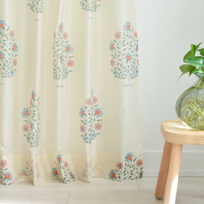Oleander Floral Silk Curtains