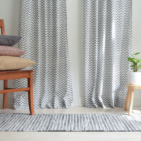 Grey Chevron Sheer Curtains