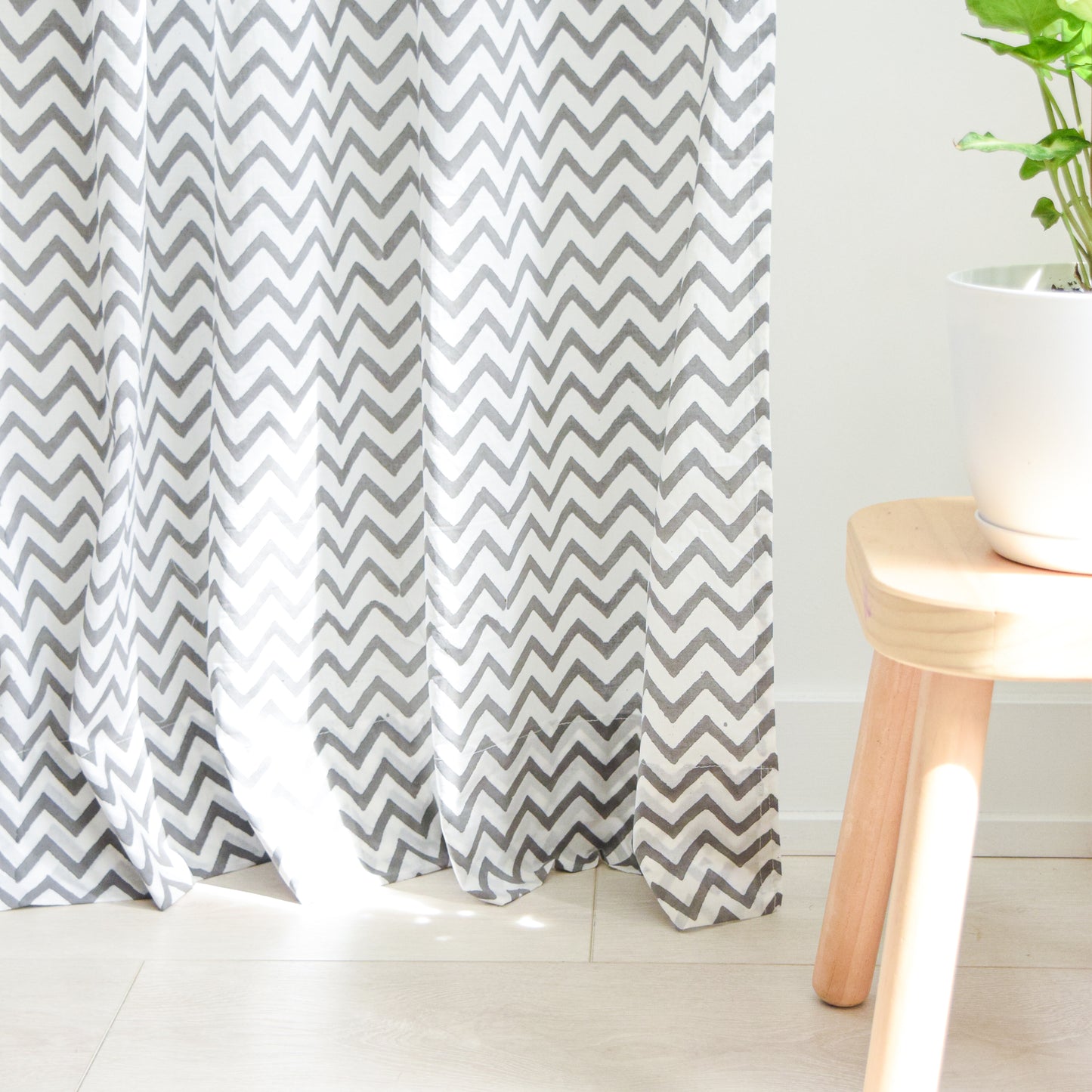 Grey Chevron Sheer Curtains