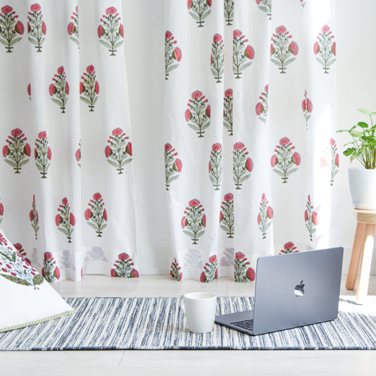 Red Poppy Semi-sheer Curtains