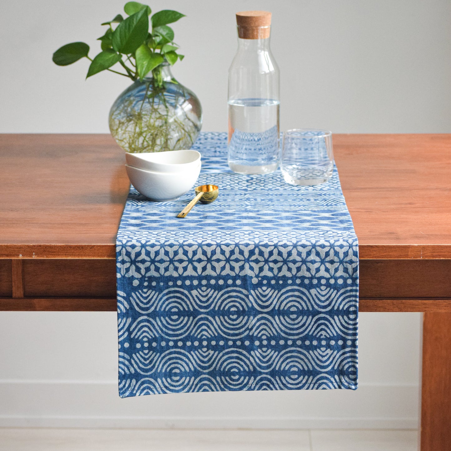 Indigo Floral Table Runner