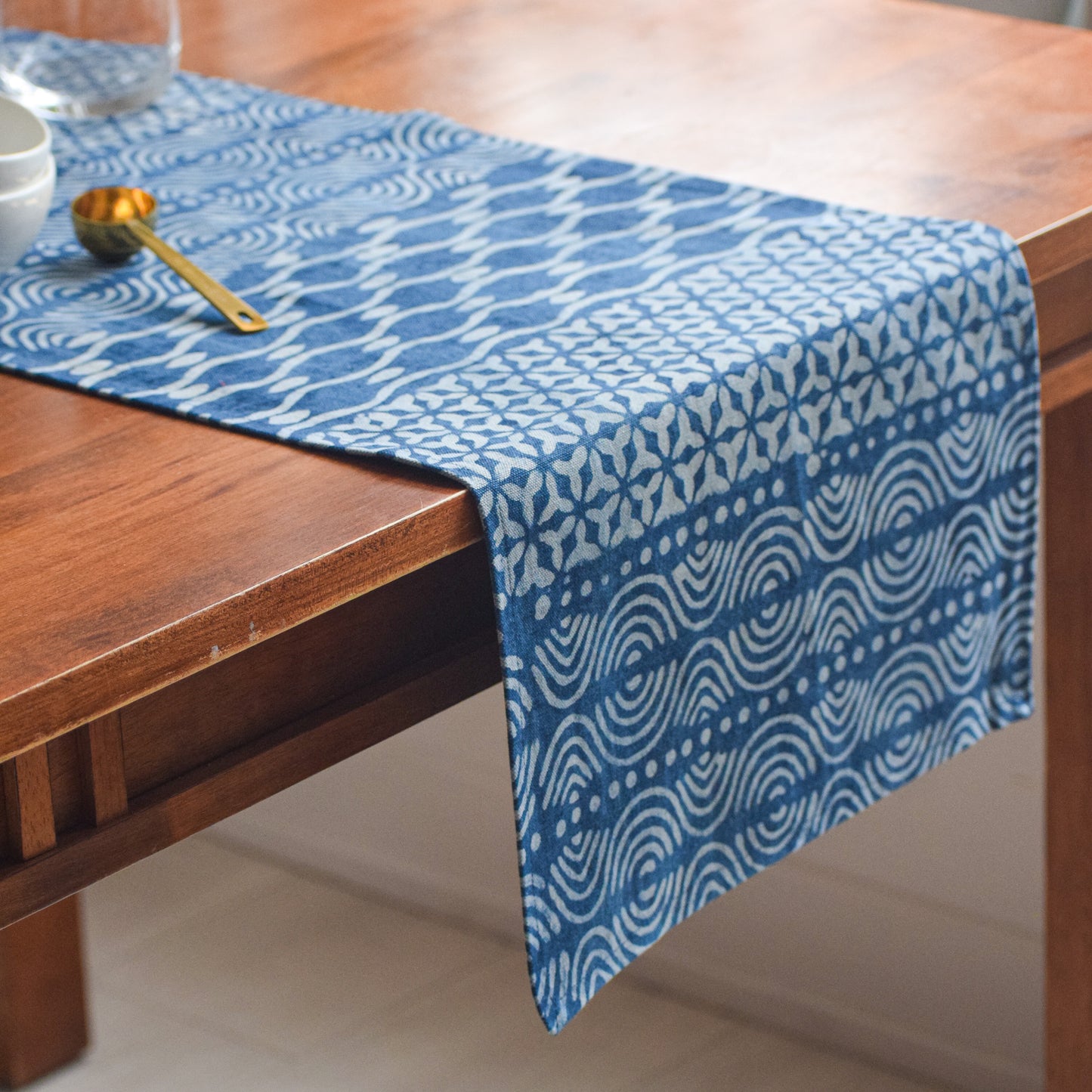 Indigo Floral Table Runner