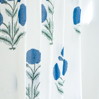 Blue Poppy Semi-sheer Curtains