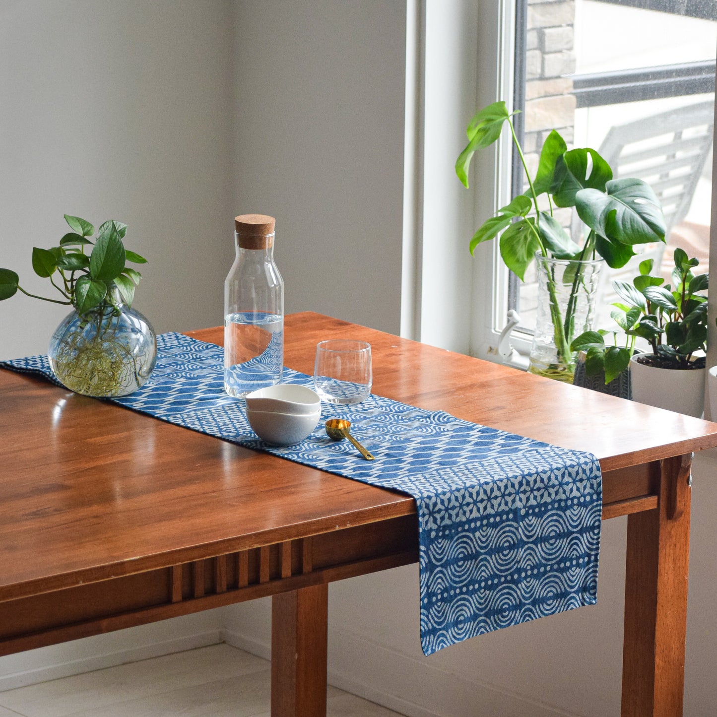 Indigo Floral Table Runner