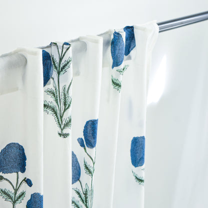 Blue Poppy Semi-sheer Curtains