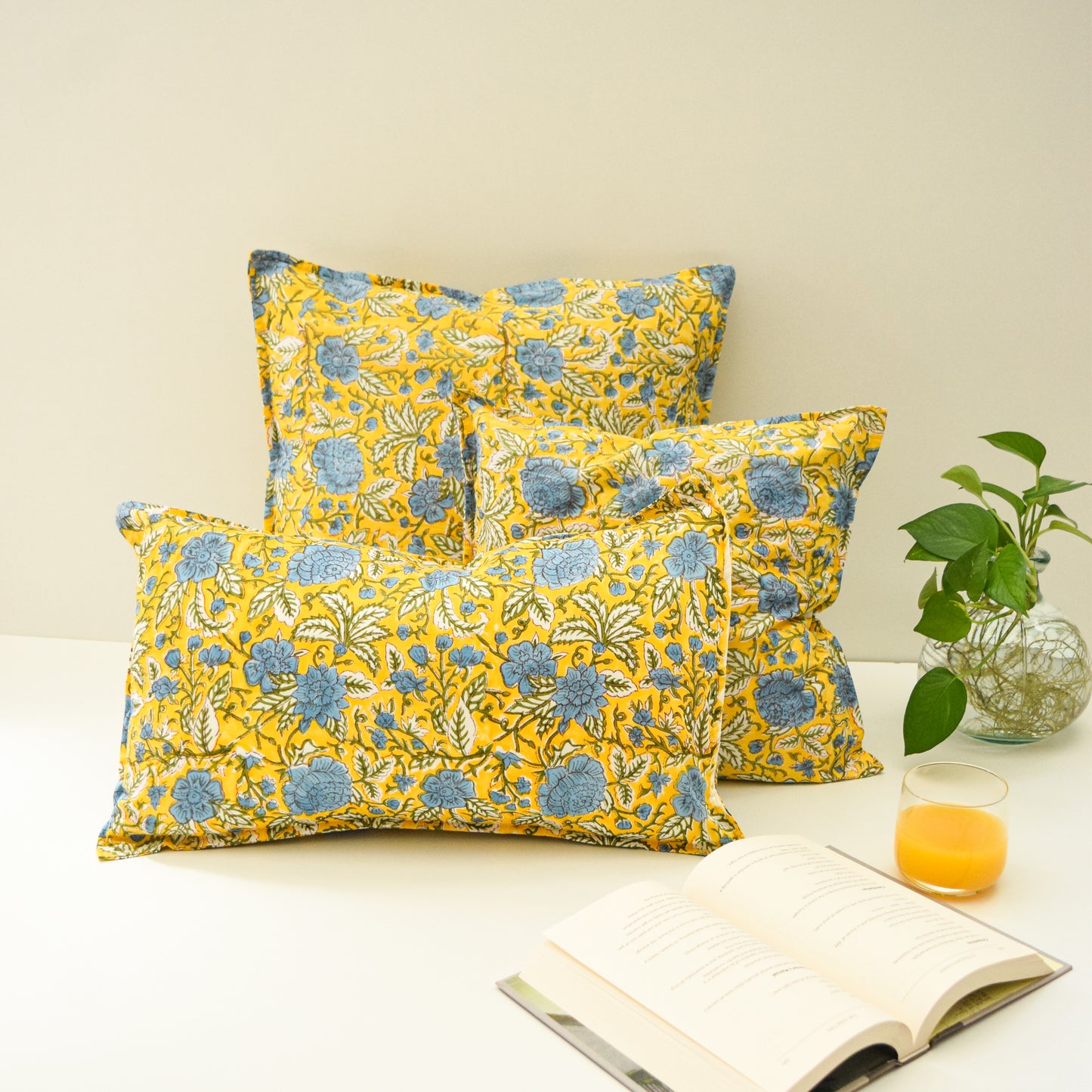 Sunshine Yellow Floral Throw Pillow Covers