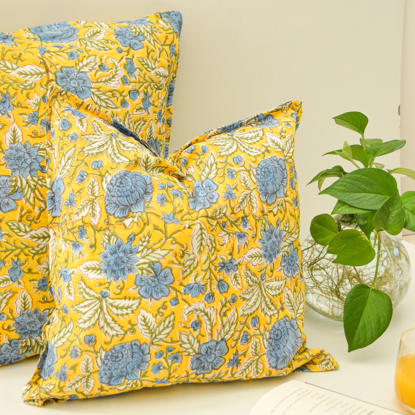 Sunshine Yellow Floral Throw Pillow Covers