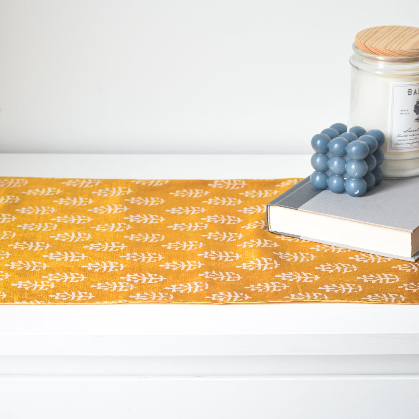 Yellow Floral Silk Table Runner