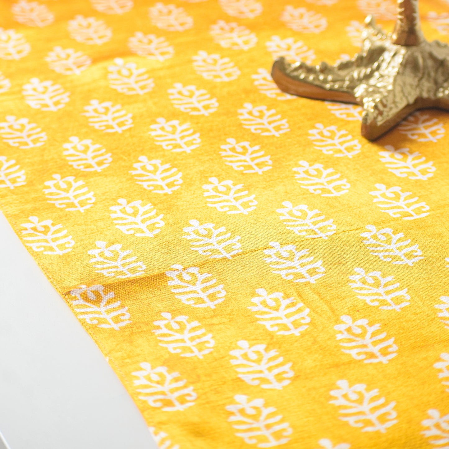 Yellow Floral Silk Table Runner