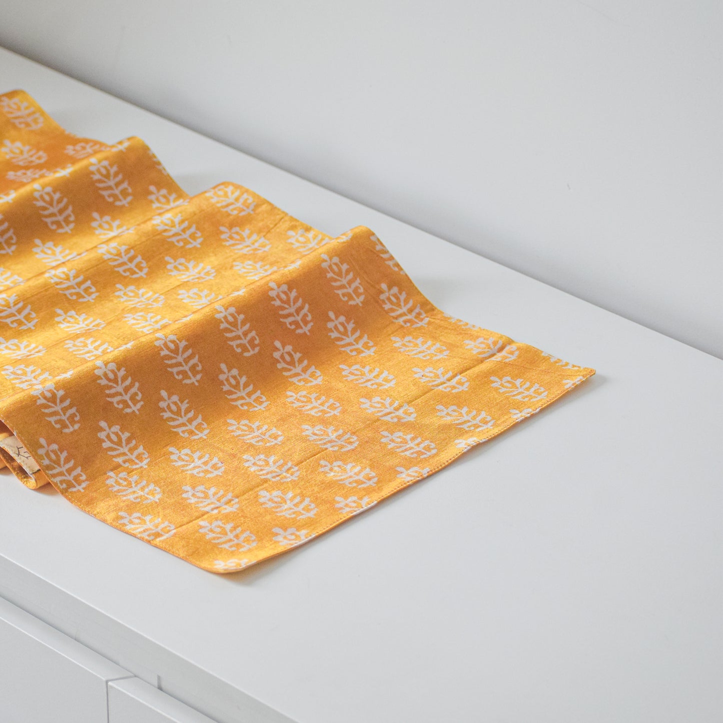 Yellow Floral Silk Table Runner