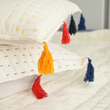 White Premium Quilt Set with Multicolored Threads