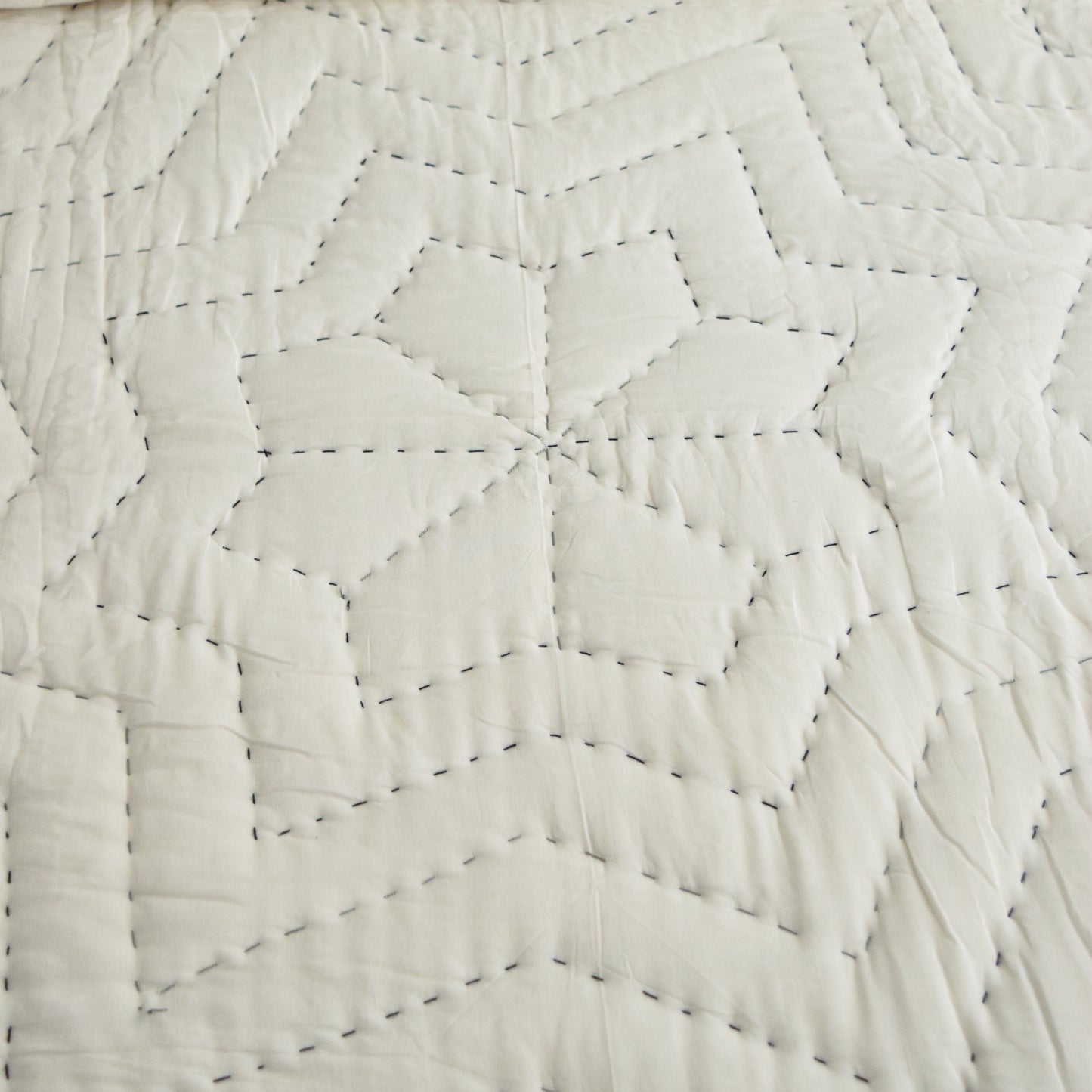 Black and White Threaded Hand-stitched Premium Quilt Set