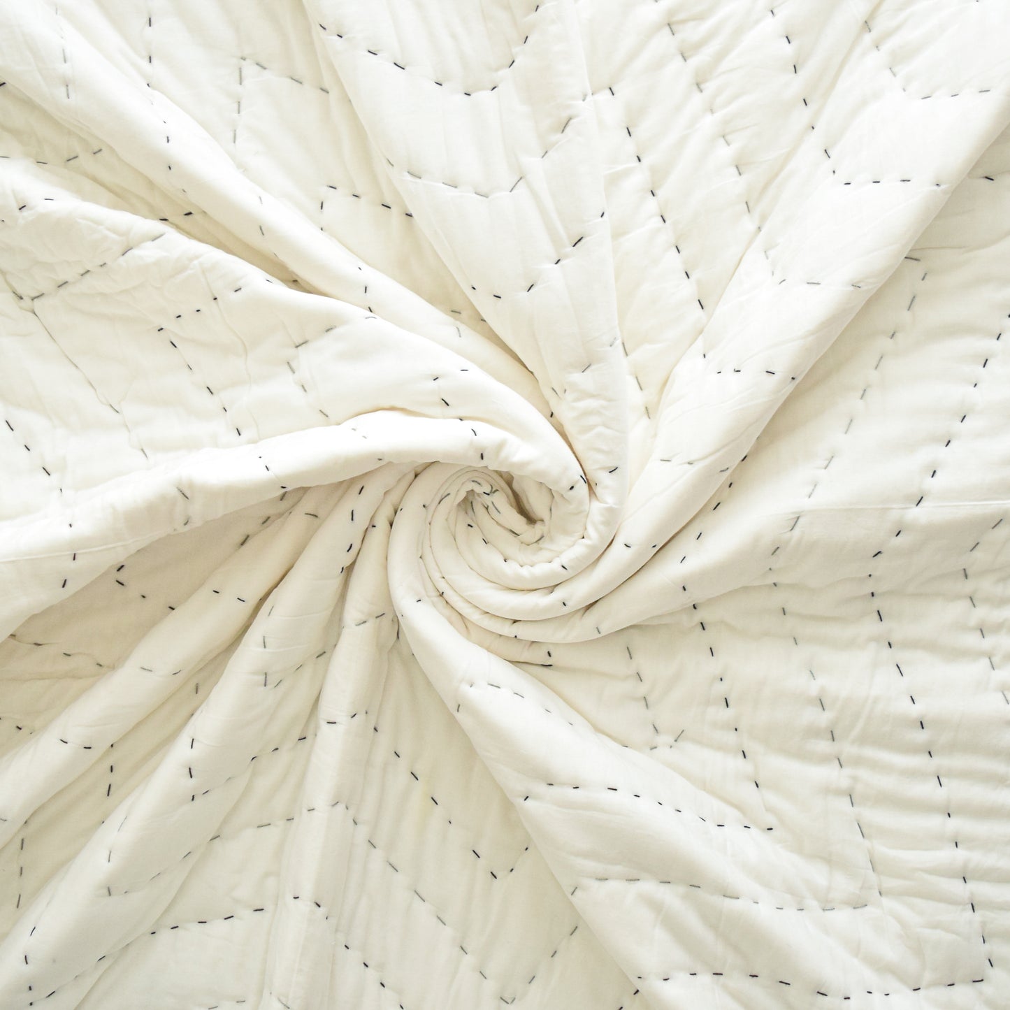 Black and White Threaded Hand-stitched Premium Quilt Set