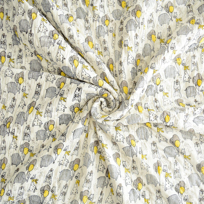 Kids' Animal Party Quilt – Yellow & Grey