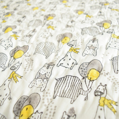 Kids' Animal Party Quilt – Yellow & Grey