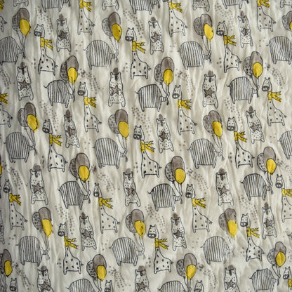 Kids' Animal Party Quilt – Yellow & Grey