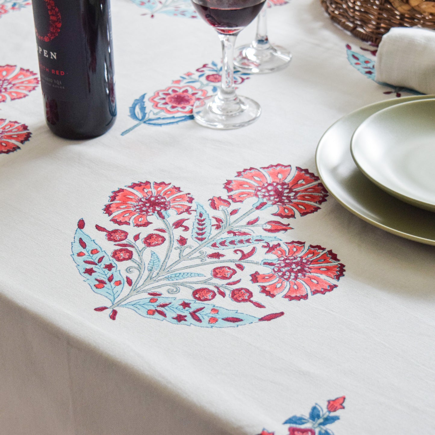 Cypress Poppy tablecloth