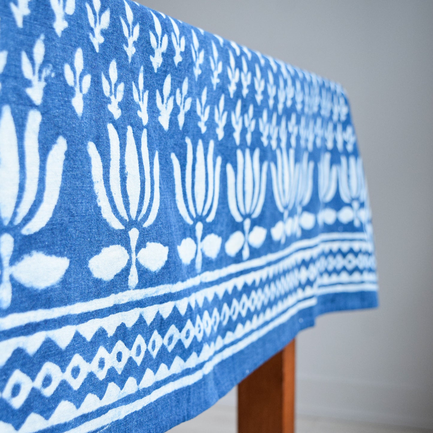 Indigo floral tablecloth