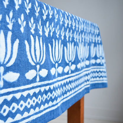 Indigo floral tablecloth