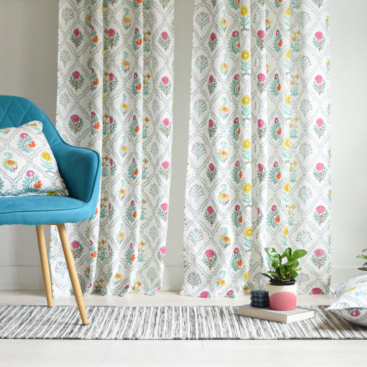 Floral Motifs Semi-sheer Curtains