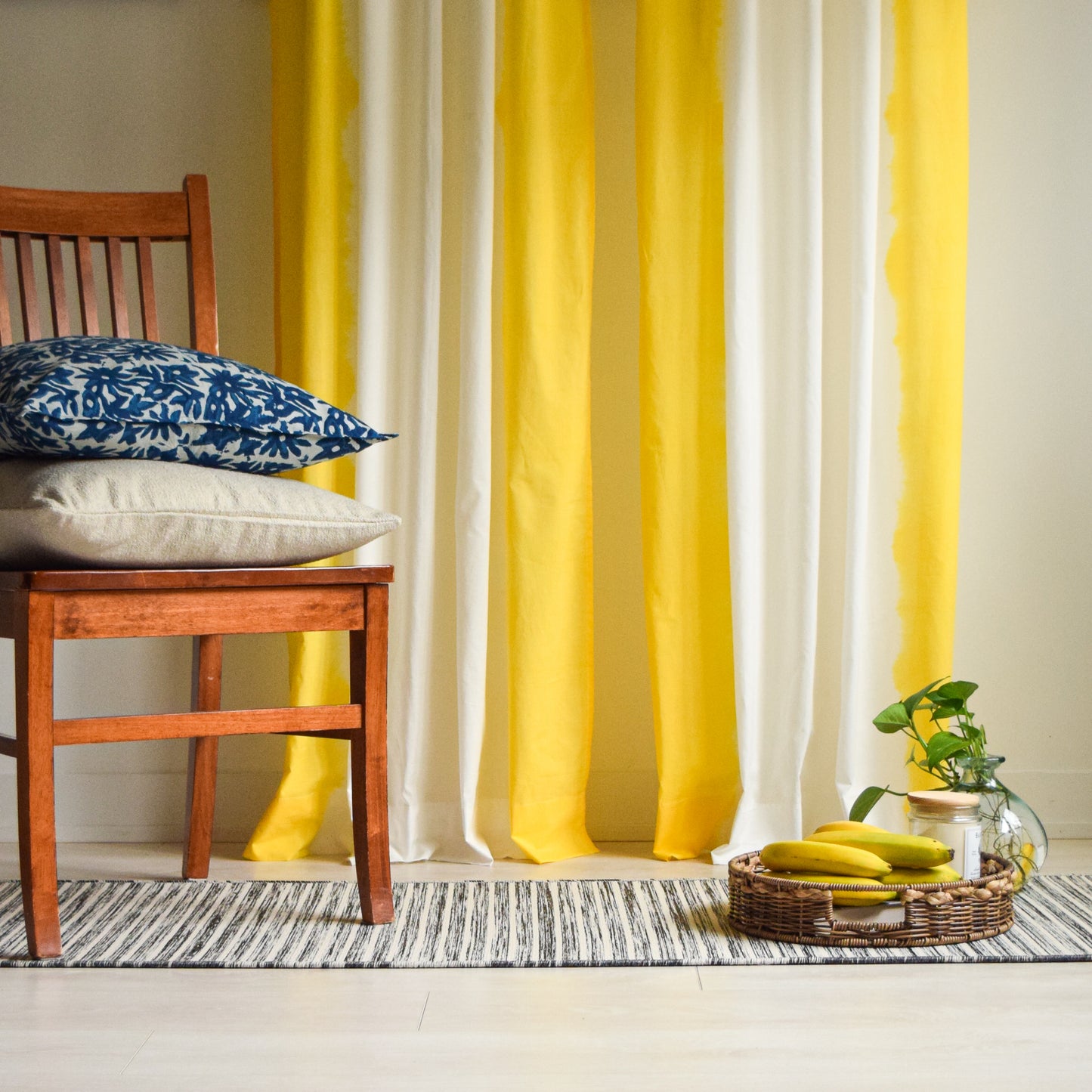 Yellow Tie-dye Semi-sheer Curtains