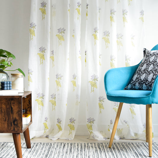Lotus Floral Sheer Curtains