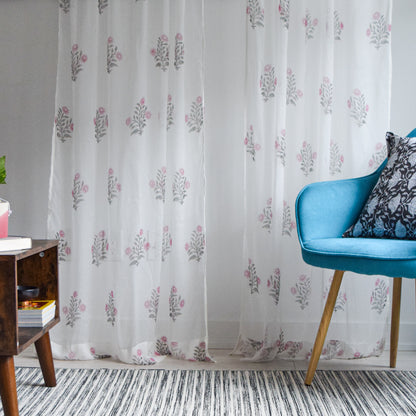 Vintage Floral Sheer Curtains