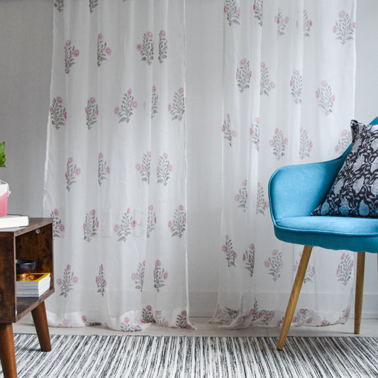 Vintage Floral Sheer Curtains