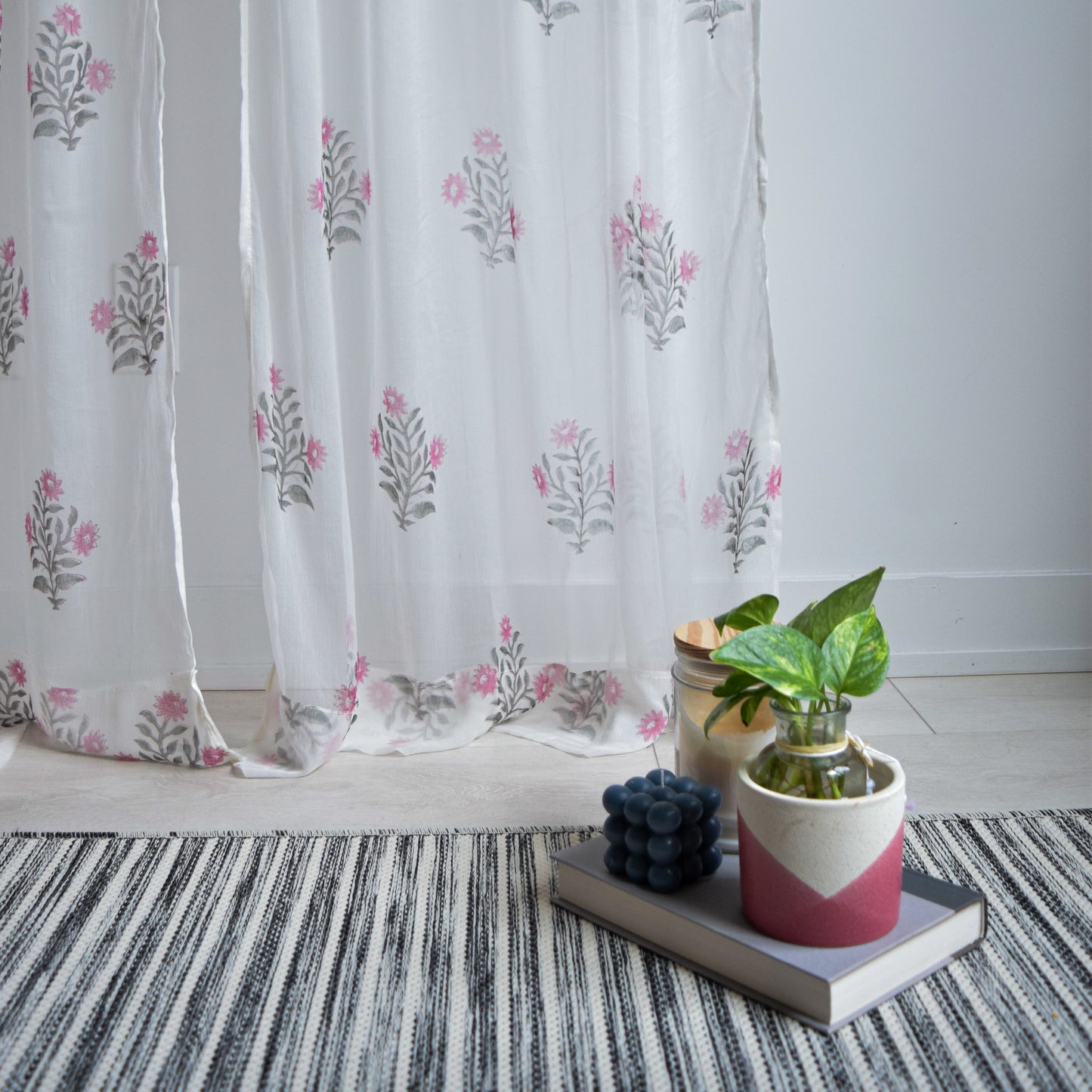 Vintage Floral Sheer Curtains