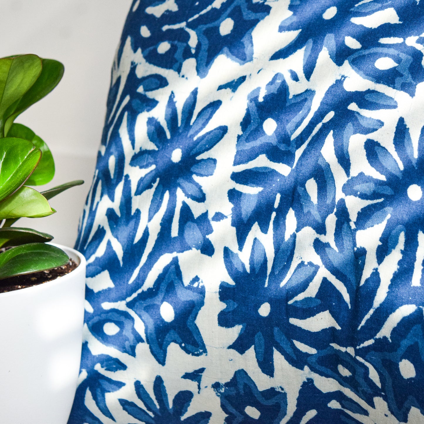 Indigo Floral Throw Pillow Cover