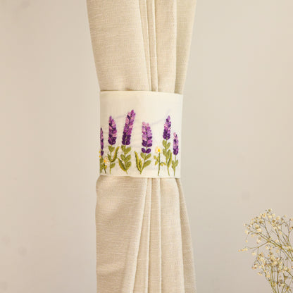 Lavender Haze Hand-Embroidered Curtain Ties 1