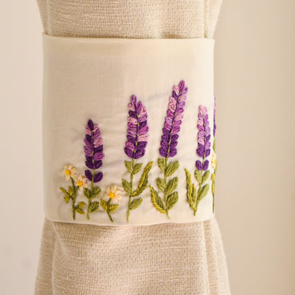 Lavender Haze Hand-Embroidered Curtain Ties 3