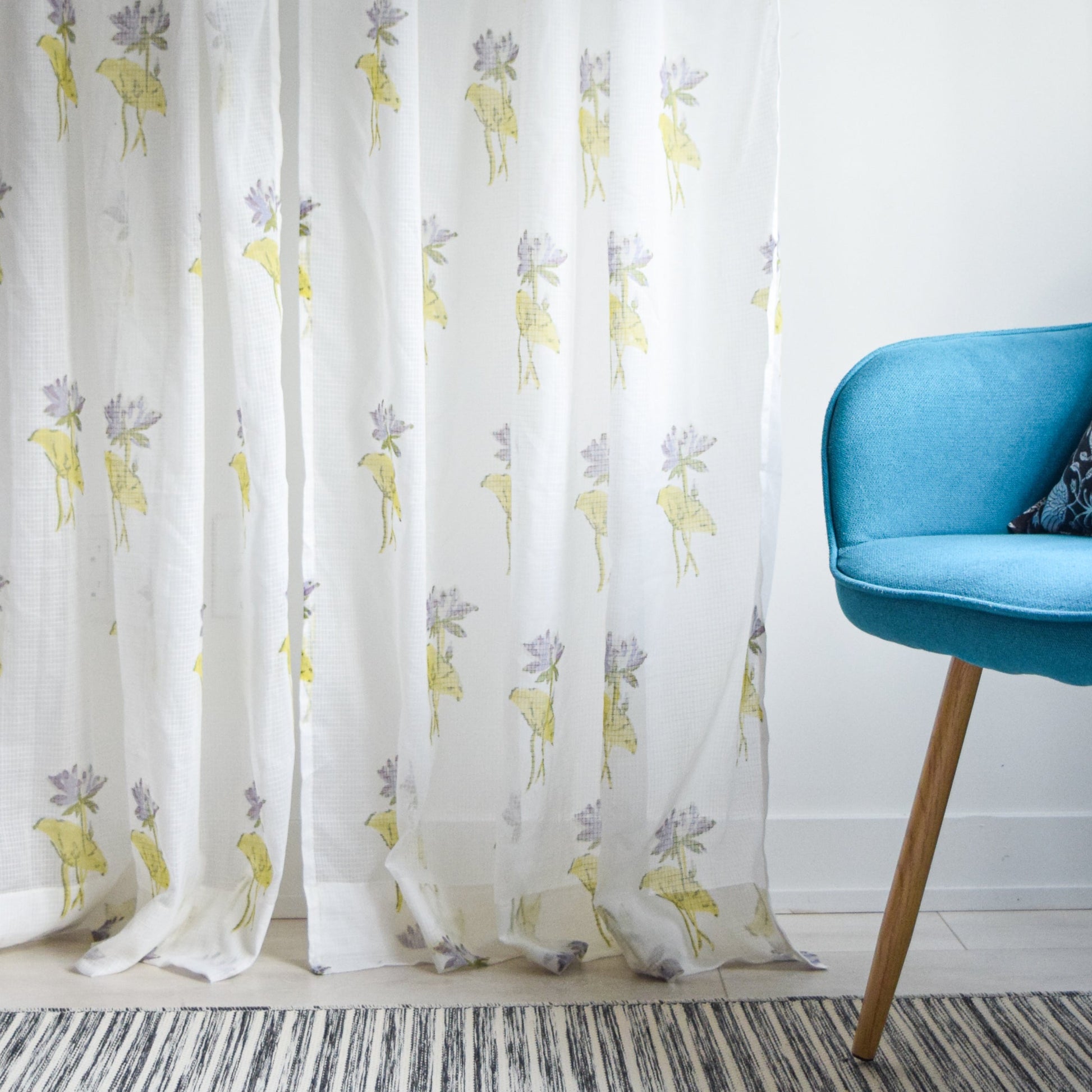 Lotus Floral Sheer Curtains | Set of 2 panels 02