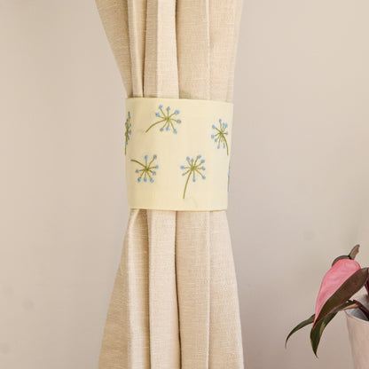 Meadow Dandelion Hand Embroidery Curtain Ties 1