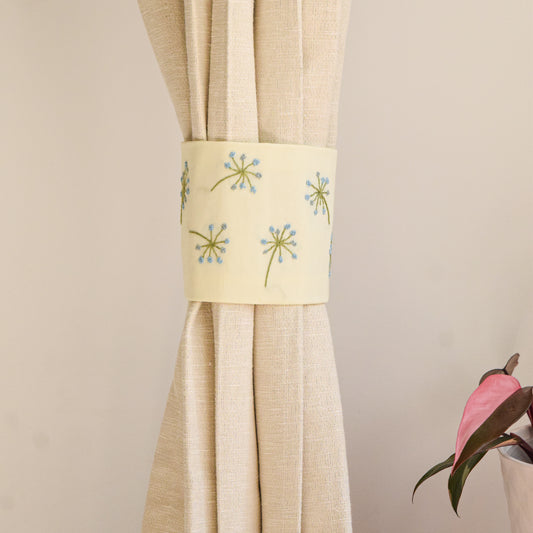 Meadow Dandelion Hand Embroidery Curtain Ties 1