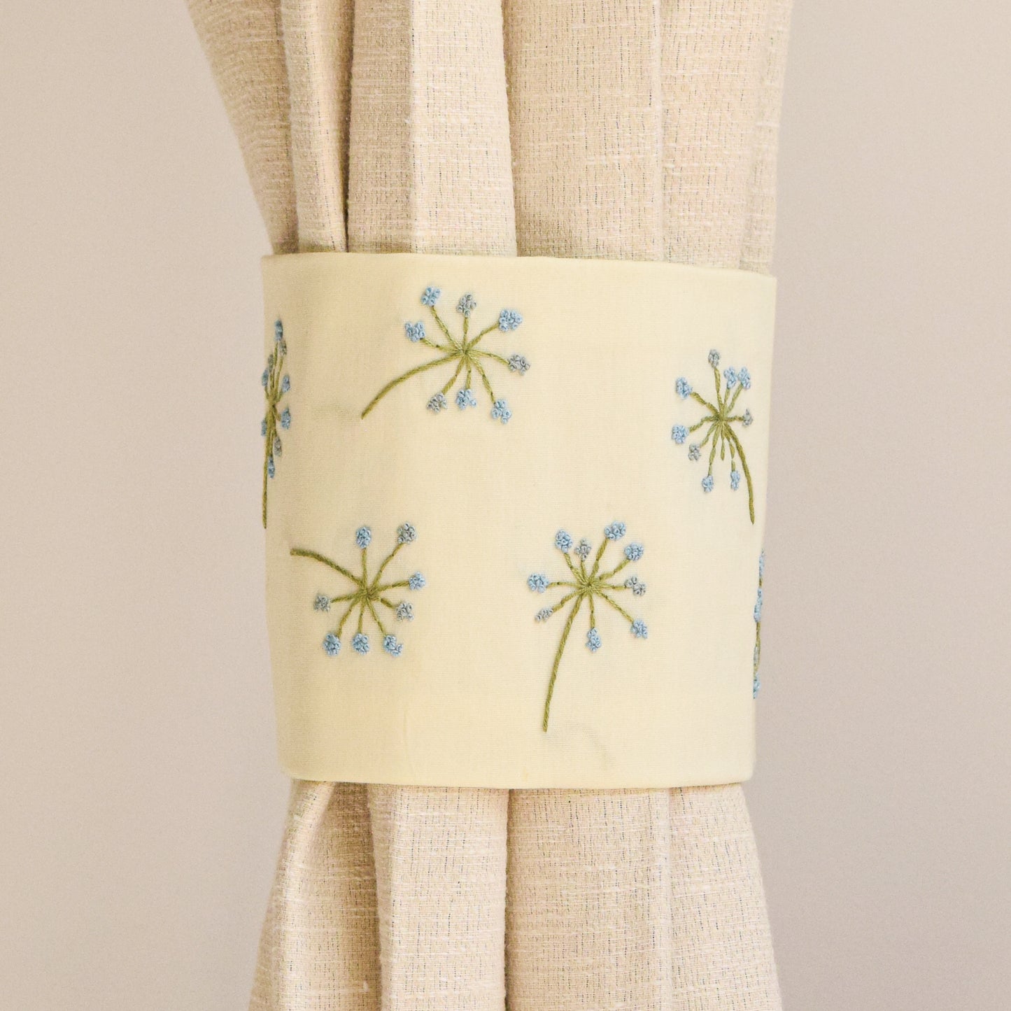 Meadow Dandelion Hand Embroidery Curtain Ties 3