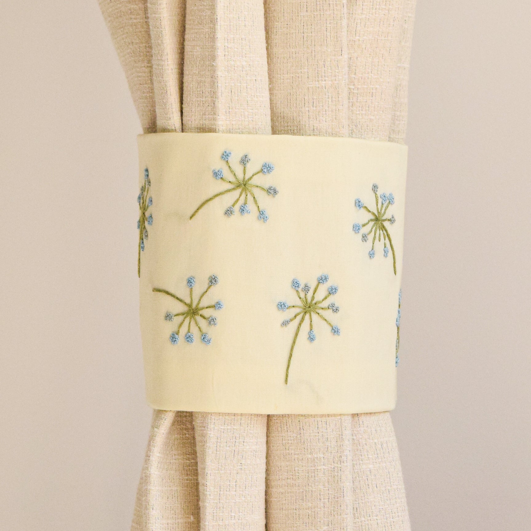 Meadow Dandelion Hand Embroidery Curtain Ties 3