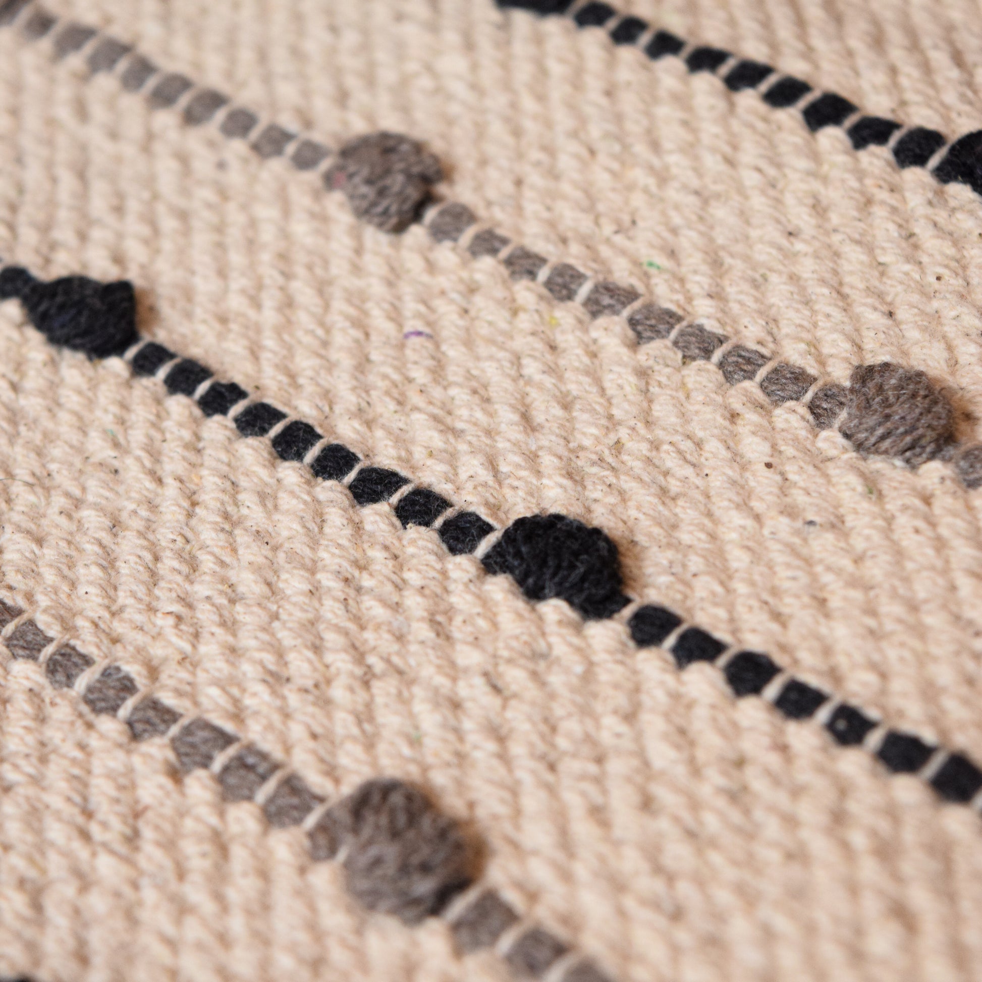 Close-up of a textured fabric with black and gray patterns