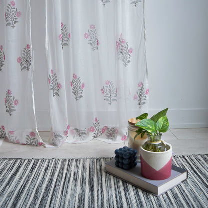 Vintage Floral Sheer Curtains  | Set of 2 panels 02