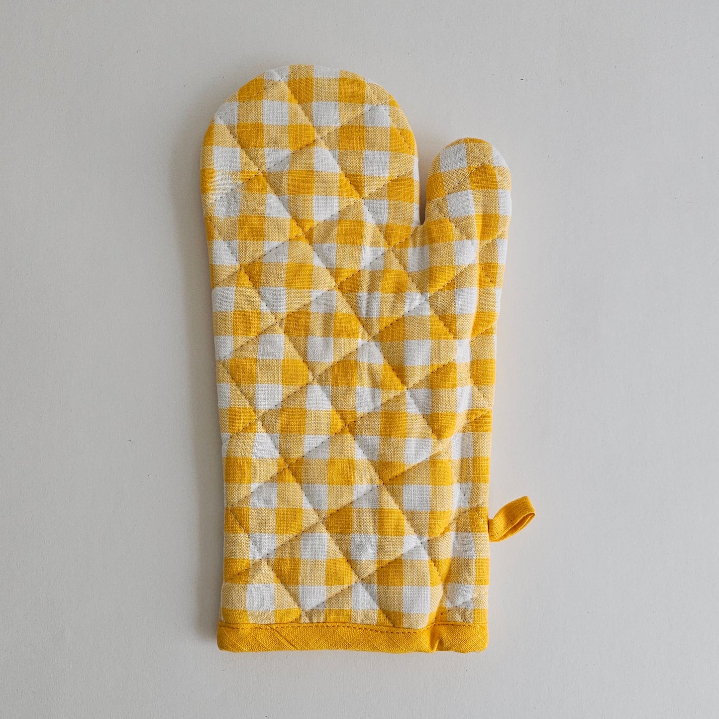 Yellow Gingham Oven Mitt Set