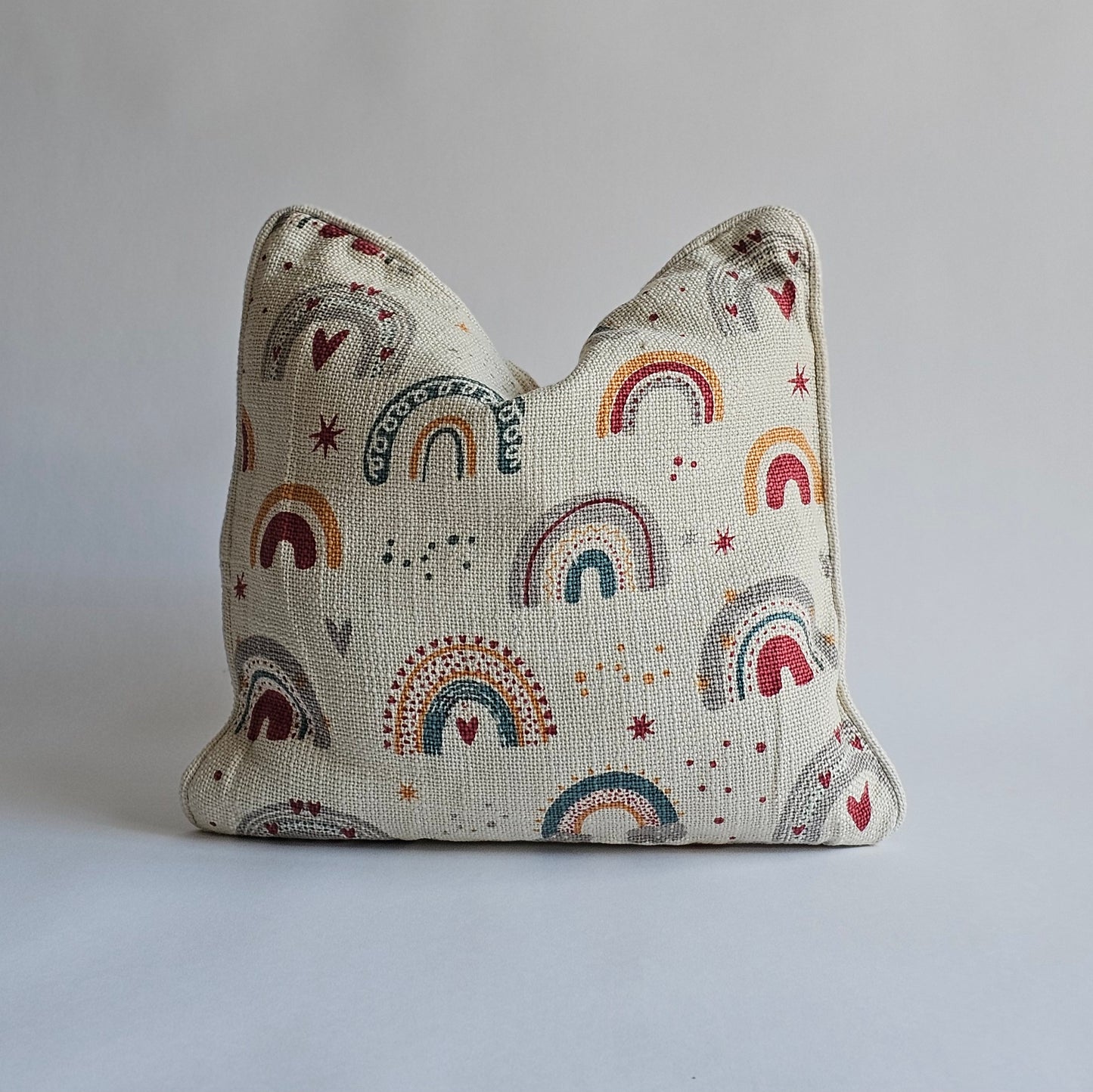 Happy Rainbow Throw Pillow Cover for Kids Room