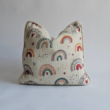 Happy Rainbow Throw Pillow Cover for Kids Room